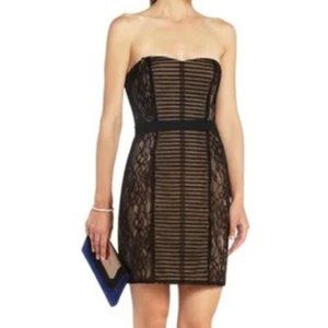 BCBGMaxAzria Janna Black Lace Strapless Mini Cocktail Dress